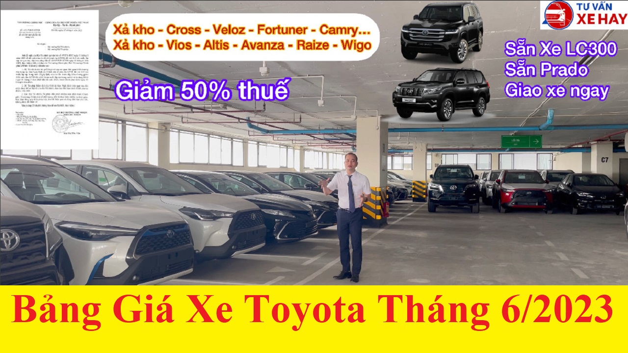 Bảng giá xe Toyota cuối tháng 6/2023 giảm tới 100% thuế trước bạ ưu đãi kép xe VIOS, VELOZ, FORTUNER, INNOVA, AVANZA