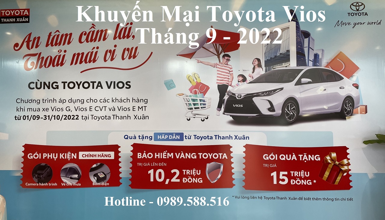 Bảng Giá Xe Toyota Vios Tháng 9/2022 Khuyến Mại Mới Nhất, Tặng Bảo Hiểm, Phụ Kiện Bơm Lốp, Vè Mưa, Camera