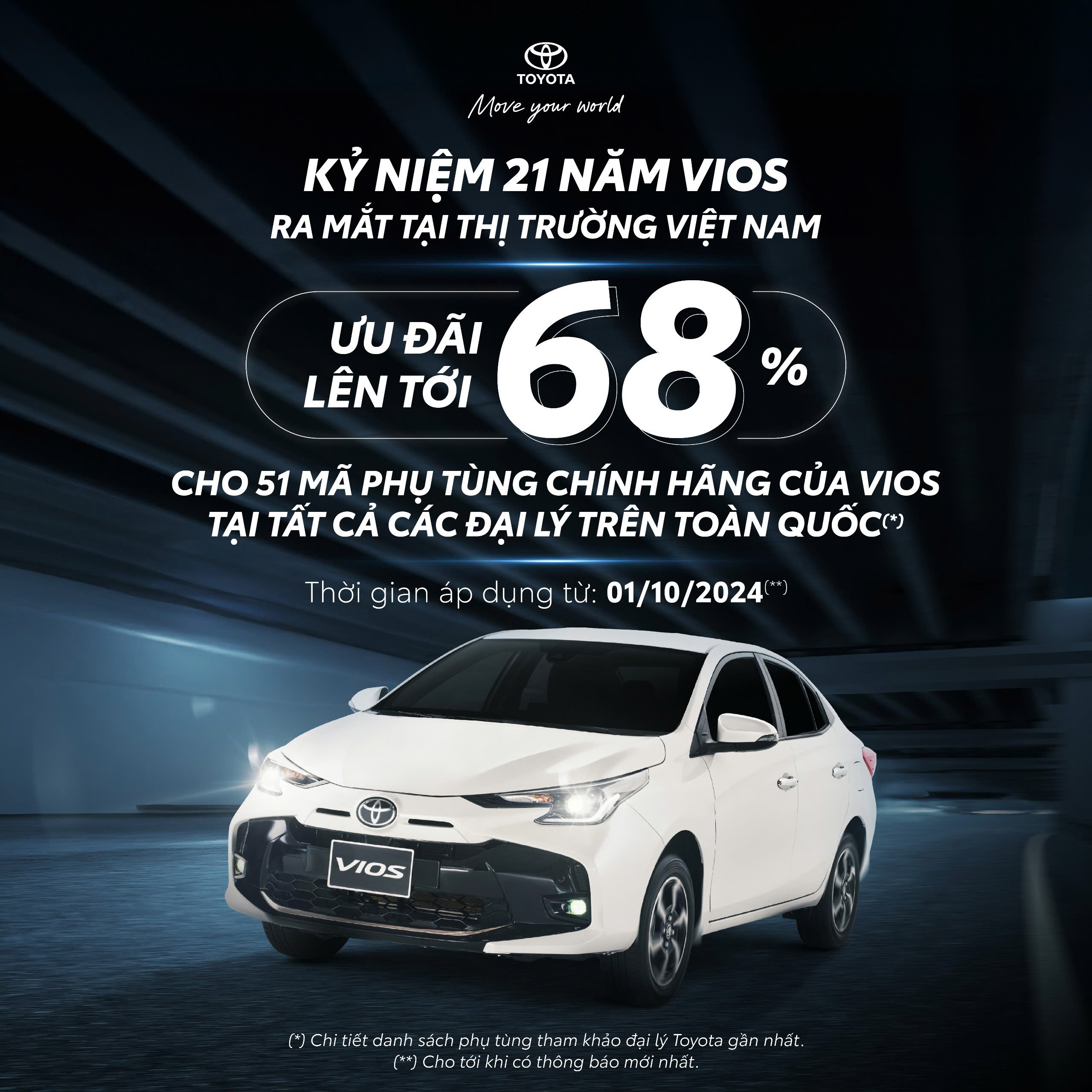 Toyota triển khai khuyến mãi LỚN "Giảm giá phụ tùng xe Vios" tháng 10/2024