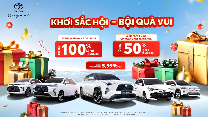 TOYOTA VIỆT NAM KHUYẾN MẠI CHO MẪU XE VIOS, VELOZ CROSS, AVANZA PREMIO, YARIS CROSS VÀ COROLLA CROSS TRONG THÁNG 12/2024