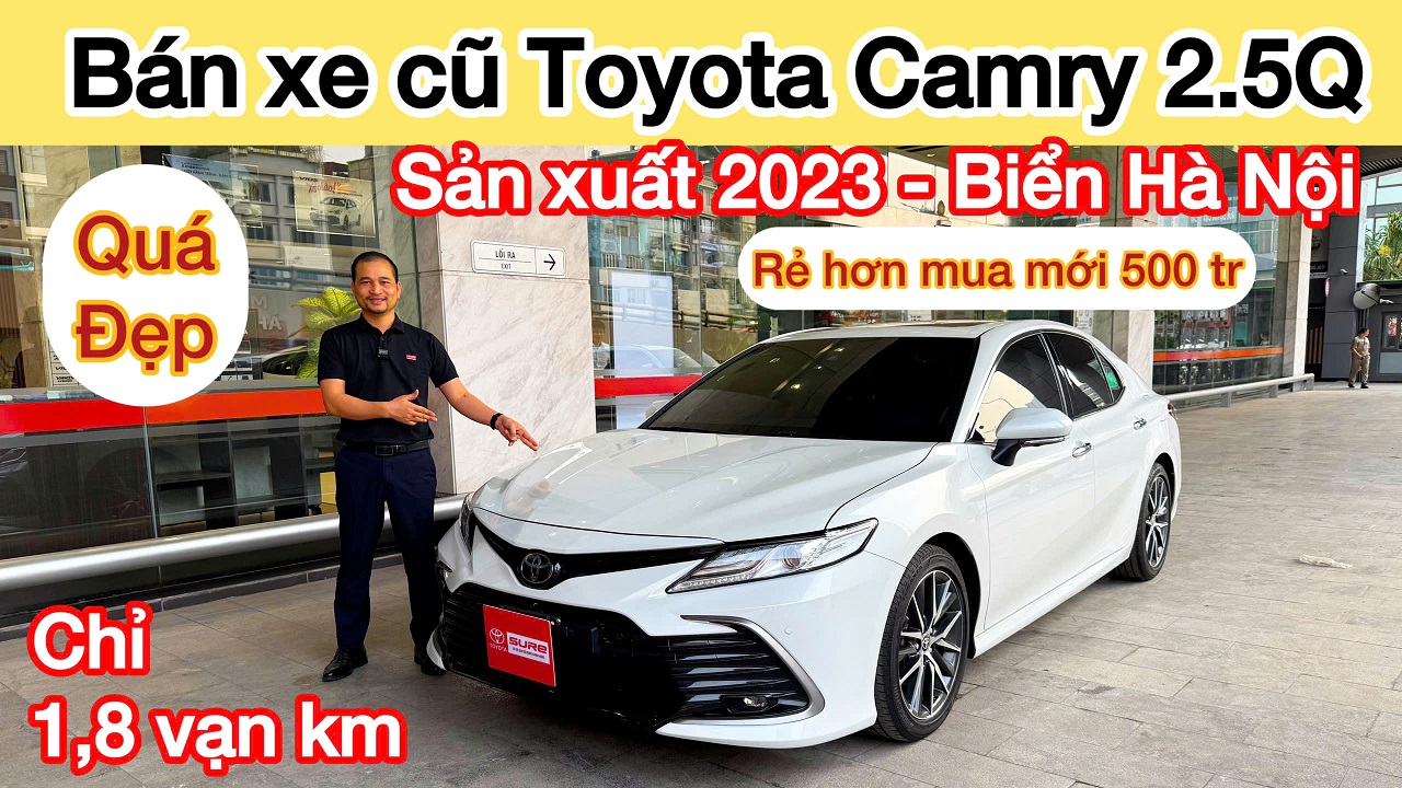 Bán xe cũ Toyota Camry 2.5Q 2023 màu trắng ngọc trai, biển số Hà Nội, ODO 1.8 vạn km giá hơn 1.2 tỷ
