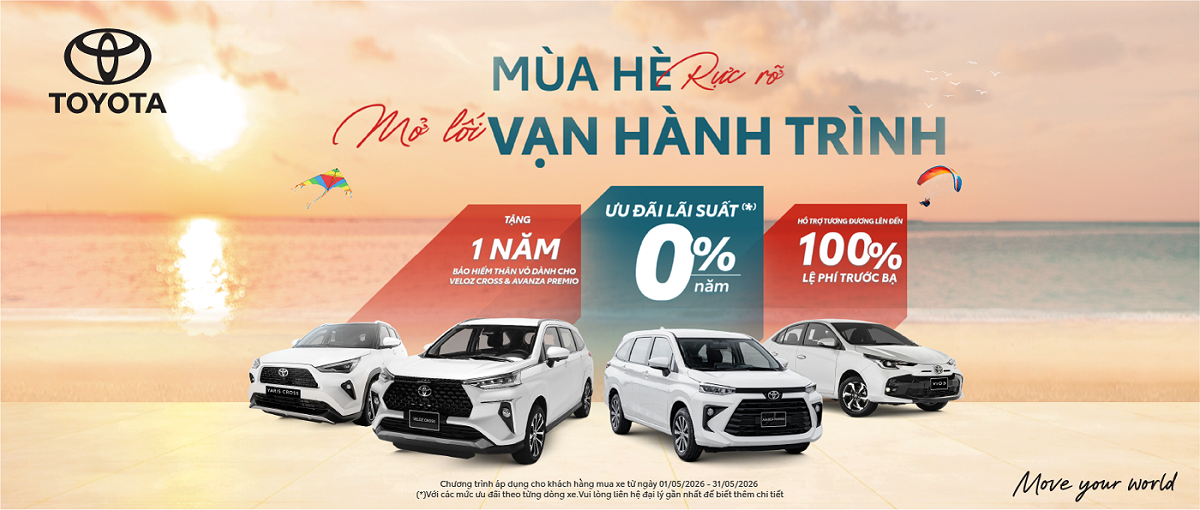 Khuyến mại xe Toyota tháng 5/2026, Veloz giảm gần 100 triệu, Vios, Yaris Cross giảm 50% thuế trước bạ