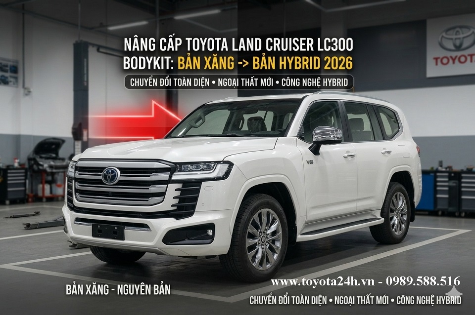Nâng cấp Bodykit Toyota Land Cruiser LC300 máy xăng lên phiên bản VXR HEV Hybrid lai điện, phụ kiện chính hãng mới ra mắt