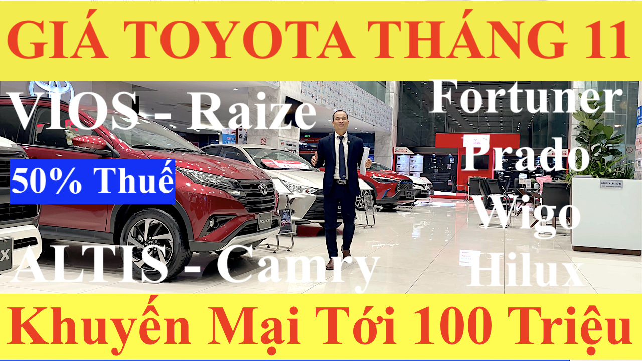 Bảng Giá Xe Toyota Mới Nhất Tháng 11/2021 Khuyến Mại 50% Thuế, Ra Mắt Raize 2022 và Fortuner, Prado